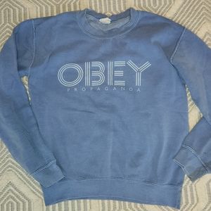 Obey blue crew neck sweatshirt. Size Small